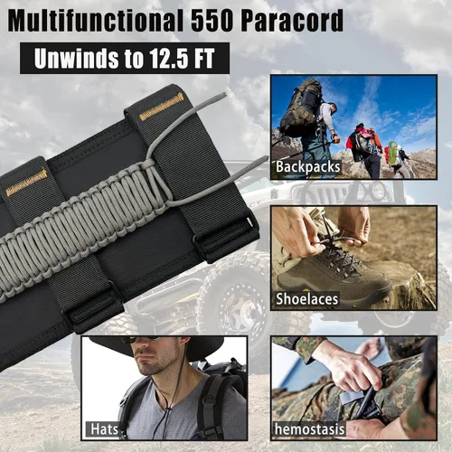 Miniatura 2 de Asas de Agarre de Paracord para Jeep, Paquete de 2, Asas de Agarre de Barra Enrollable para Jeep Wrangler para JK TJ JL CJ YJ JKU JLU y Gladiator