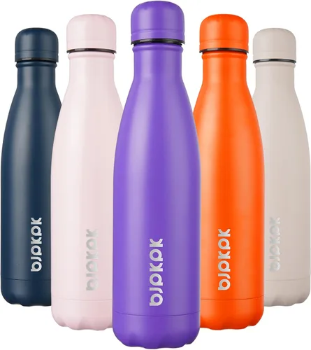 Miniatura 45 de BJPKPK Botellas de agua de acero inoxidable con aislamiento de 17 onzas, mantiene el frío y el calor, brillante oro rosa Oro rosa brillante
