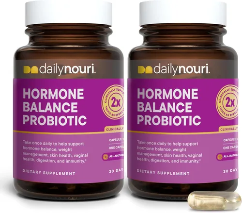 DAILYNOURI Probiótico de equilibrio hormonal para mujeres | Apoya estrógeno saludable, SPM, SOP, perimenopausia, pH vaginal, levadura, salud
