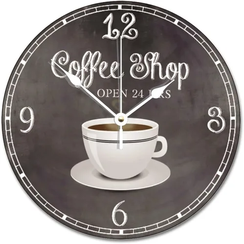 Miniatura 10 de ArogGeld Reloj de pared de café de estilo vintage, reloj de madera de 12 pulgadas, silencioso, sin tictac, funciona con pilas, para sala de estar