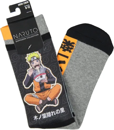 Miniatura 4 de Bioworld Naruto Shippuden - Calcetines deportivos de manga de anime para hombre, Ichiraku Ramen, a media pantorrilla, calcetines deportivos, Gris