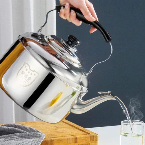 Miniatura 3 de Luxshiny Hervidor de té de gran capacidad, tetera silbante, cómoda manija aislada, hervidor de agua de acero inoxidable de grado alimenticio