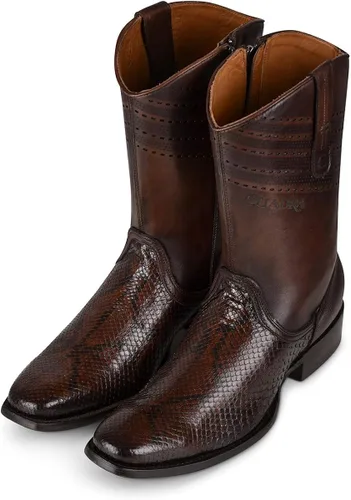 Miniatura 7 de Cuadra Botas urbanas para hombre en piel auténtica pitón marrón, Marrón
