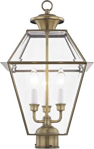 Miniatura 4 de Livex Lighting 2384-91 - Farol transitorio de tres luces post-top de Westover Collection en Pwt, Nckl, B/S, Slvr. acabado, 12.00 pulgadas