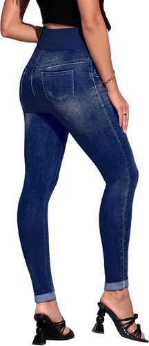 Miniatura 2 de Floerns Pantalones de mezclilla de maternidad de cintura alta con dobladillo rasgado, con bolsillo para mujer
