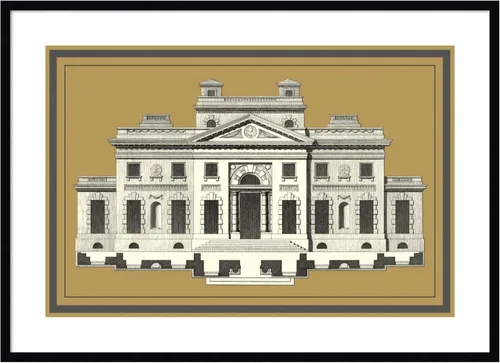 Amanti Art Framed Wall Art Print 30x41 Grand Facade I by Jean Deneufforge, Architecture Wall Art, Vintage Decor, X-Large Poster Painting Artwork for