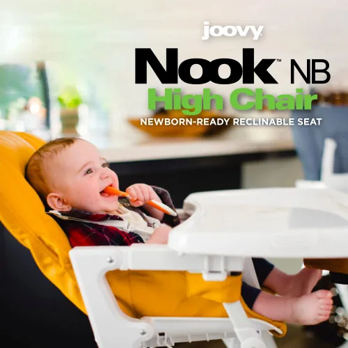 Miniatura 2 de Joovy Nook NB - Silla alta con bandeja abierta ajustable de cuatro posiciones, asiento reclinable de 3 posiciones y ruedas delanteras para mayor
