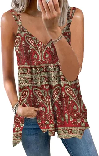 Soesdemo Dressy - Camiseta sin mangas para mujer, estilo casual, con diamantes de imitación, con tirantes delgados, cuello en V, sin mangas, para
