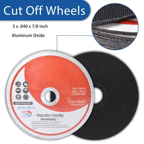 Miniatura 4 de Paquete de 100 ruedas de corte de 5 pulgadas para discos de corte de metal y acero inoxidable para amoladoras angulares de 5 x 0.040 x 7/8 pulgadas
