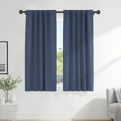 Miniatura 85 de PONY DANCE Cortinas cortas con aislamiento térmico para ventana pequeña, para guardería, baño, cocina, lavandería, caravana, sótano, 29 pulgadas