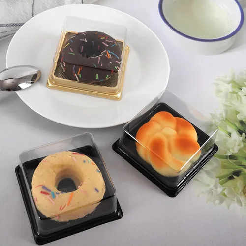 Miniatura 7 de Hewnda Paquete de 50 moldes dorados para tartas, fondo de 3 pulgadas x altura de 1-1/2 pulgadas de plástico transparente mini caja para tartas, caja