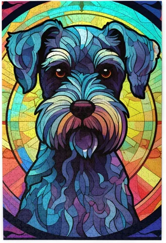Miniatura 12 de Rompecabezas de Madera de Vidrio Colorido Manchado de Amantes de Perros Pastor Australiano de 1000 Piezas de Pintura Artística para Niños Adultos