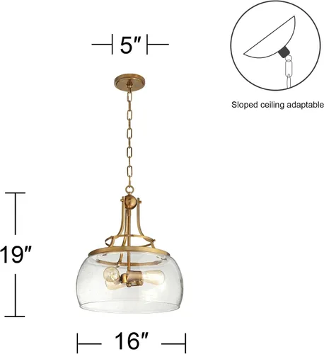 Miniatura 4 de Franklin Iron Works Charleston Araña Colgante de Latón Cálido de 16" de Ancho Moderna Regulable LED Cristal Transparente Granulado Luminaria de 3