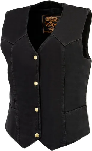Miniatura 5 de Milwaukee Chaleco vaquero azul de cuero para mujer Mdl4000