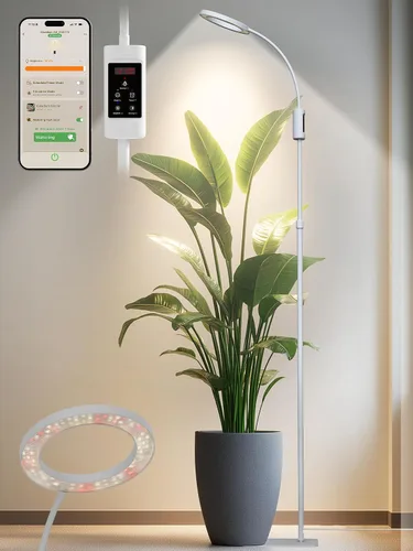 Miniatura 11 de Luces de Crecimiento Inteligentes para Plantas de Interior, 48W Luz de Planta de 2 Cabezales con Temporizador Automático, Luz LED de Crecimiento