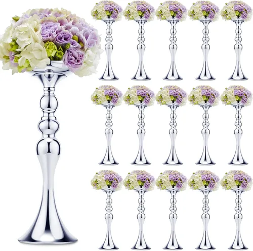 Miniatura 11 de Sadnyy 16 piezas de metal para arreglos florales, soporte de metal para centro de mesa de boda, decoración de mesa alta, florero para bodas, Dorado
