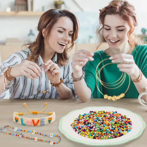 Miniatura 6 de 2200 cuentas de semillas de vidrio a granel, cuentas de poni 6/0 de 0.157 pulgadas a granel para fabricación de joyas, cuentas espaciadoras sueltas