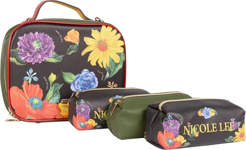 Miniatura 13 de Nicole Lee Juego de bolso cruzado de viaje con 3 bolsas de maquillaje con estampado de moda, organizador de artículos de tocador para mujer