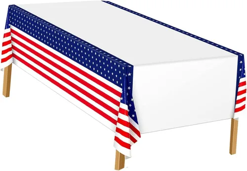 Miniatura 5 de Disposable Independence Day Tablecloth for Buffet Parties Patriotic Theme Party Table Cover and Use Kitchen Table Decoration