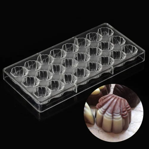 Miniatura 2 de Molde de policarbonato para chocolate, molde de caramelo de bricolaje, plástico duro transparente, utensilios de repostería y pastelería (19308)
