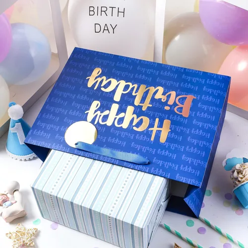 Miniatura 5 de Loveinside - Bolsa de regalo azul marino para cumpleaños con papel de seda para cumpleaños, baby shower, fiesta y más - 13 x 5 x 10 pulgadas, 1