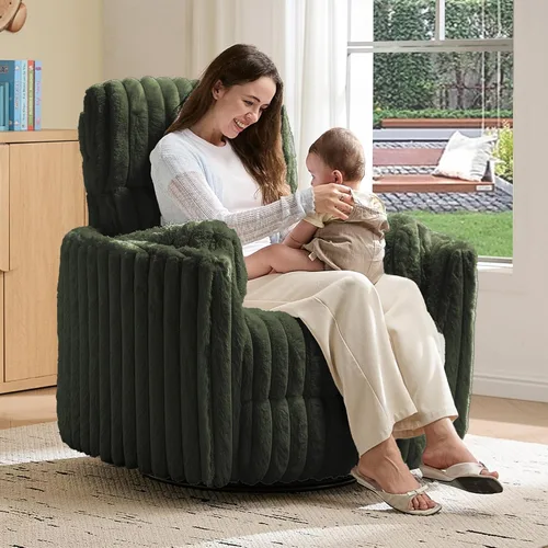 Miniatura 13 de Jocisland Silla Mecedora Eléctrica para Guardería, Sillas Reclinables Giratorias de Gran Tamaño para Adultos con 2 Almohadas, USB y Tipo-C, Cómodo