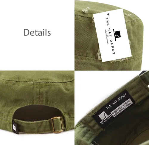 Miniatura 4 de The Hat Depot Cadet Military Army - Gorra de béisbol de algodón lavado con teñido anudado y algodón lavado básico y desgastado, gorra de algodón