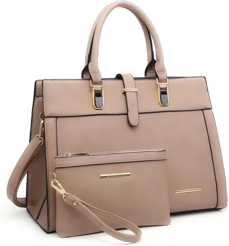 Bolso de mano para mujer con solapa, bolso de hombro con correa, bolso de mano con asa superior, bolso tote, bolso satchel, monedero, bolso de Beige