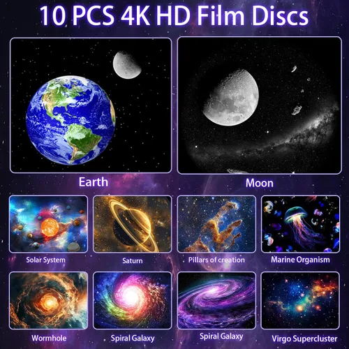 Miniatura 8 de [Ruido blanco] Proyector de galaxia, 28 sonidos relajantes máquina de sonido con proyector de estrellas, proyector de planetario espacial
