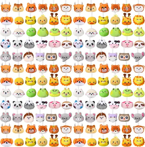 Miniatura 8 de Libima 150 piezas de mini animales de peluche de mar, animales de frutas de peluche para llavero, juego para carnaval, cumpleaños, aula, premios