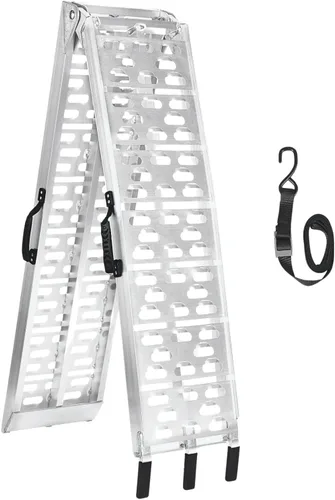 MAXIVMAN - Rampa de aluminio para motocicleta con asa, capacidad de 750 libras, rampa plegable de 7.5 pies con correas de carga para camionetas,
