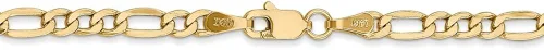 Miniatura 4 de Sonia Jewels Collar de cadena Figaro de oro amarillo de 14 quilates de 0.138 in, con cierre seguro de langosta, Metal