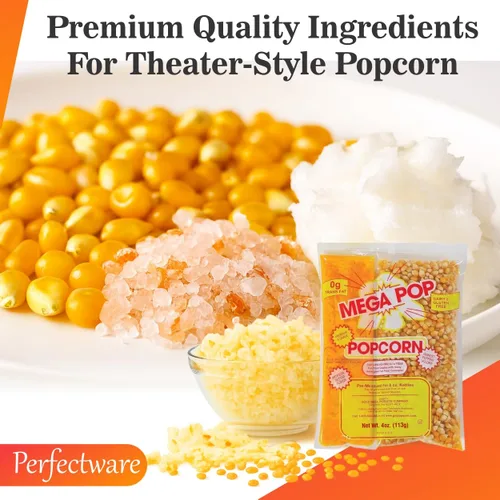 Miniatura 5 de Perfectware Paquetes de porciones de palomitas de maíz todo en uno con granos, sal y aceite de coco para máquina de reventar, 4 onzas, 12