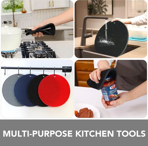 Miniatura 3 de Joyhalo Salvamanteles para platos calientes, almohadillas calientes para cocina, soportes de silicona para ollas y sartenes calientes, alfombrillas