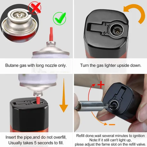 Miniatura 5 de Encendedor de antorcha de cuatro chorros, punzón y soporte, resistente al viento, multifuncional, recargable, encendedor de butano, caja de regalo