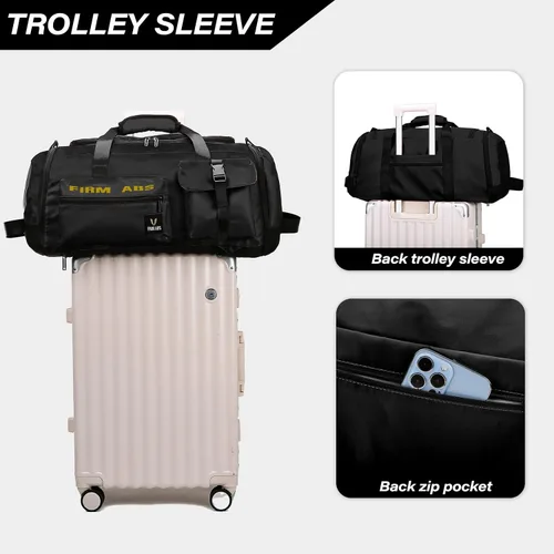 Miniatura 6 de Bolsa de gimnasio para hombres y mujeres, 65L de gran capacidad, bolsa de viaje 3 en 1, mochila convertible con compartimento para zapatos