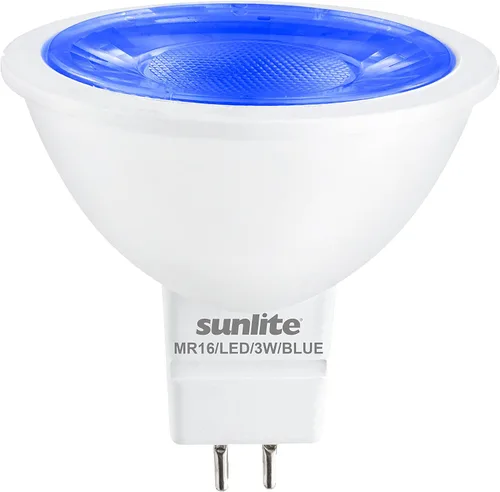 Sunlite Foco reflector LED MR16 80856, 35 lúmenes, 3 vatios (ecualizador de bombilla halógena de 25 W) 12 V, base bi-pin GU5.3, no regulable, Azul
