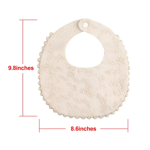 Miniatura 6 de Babero para niña, reversible, impermeable, hecho a mano, de algodón natural, babero, 0-12 meses, paquete de 2 (color blanco roto, 0-12 meses)