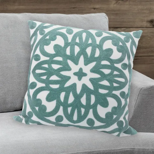 Miniatura 8 de Alysheer Funda de almohada decorativa bordada de 18 x 18 pulgadas, acogedora y fresca funda de cojín bohemia con diseño de mandala chic de punto