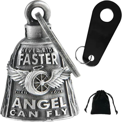 Miniatura 8 de Dream Apparel Campana de motocicleta con diseño de ángel guardián de viaje Gremlin para motociclista para hombres y mujeres, llavero de regalo