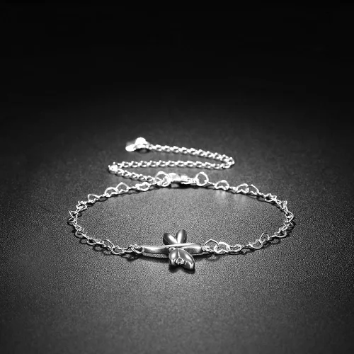 Miniatura 4 de Yuren Pulsera de tobillo ajustable de libélula para mujer, bañada en plata, sandalia descalza, cadena para, Chapado en plata