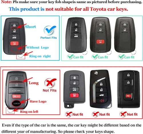 Miniatura 2 de QBUC para Toyota Funda para Llavero con Llavero Adecuada para RAV4 Camry Avalon C-HR Corolla GT86 Estuche de Llavero de TPU Premium (Estilo 1-Azul)