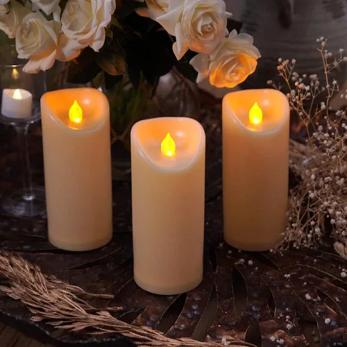 Miniatura 5 de Homemory Velas sin llama impermeables para exteriores de 3 x 7 pulgadas con temporizadores y control remoto, velas que funcionan con pilas, velas