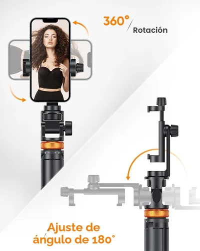 Miniatura 6 de EUCOS Trípode de teléfono de 62 pulgadas, trípode para iPhone y palo selfie con control remoto, soporte extensible para teléfono celular y soporte