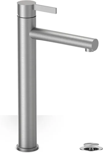 Phiestina FH01-BN-V - Grifo de lavabo de baño de níquel cepillado de un solo agujero, grifo de baño moderno de una sola manija, con drenaje