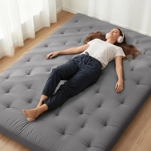 Miniatura 19 de ZonLi Colchón de Futón Japonés para Suelo Tamaño Individual de 75" x 39", Funda 100% Algodón 2.5" Engrosado, Colchón Tatami, Almohadilla Plegable
