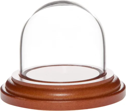 Miniatura 5 de Plymor 1.875" x 1.875" Mini cristal Display Dome Cloche (base de chapa de caoba oscura)