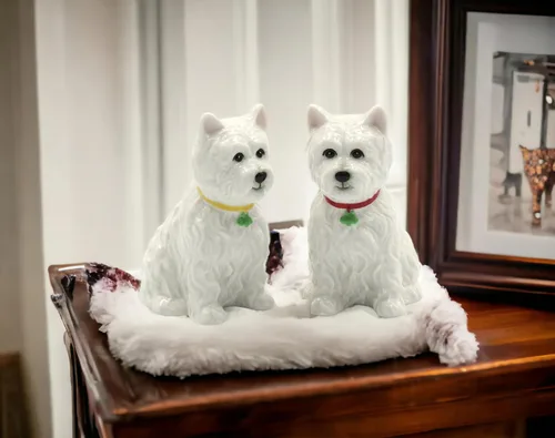 Miniatura 8 de Juego de salero y pimentero de cerámica de porcelana fina West Highland White Terrier Western Terrier Westie Dog Shamrocks Salero y Pimentero, 2-7/8