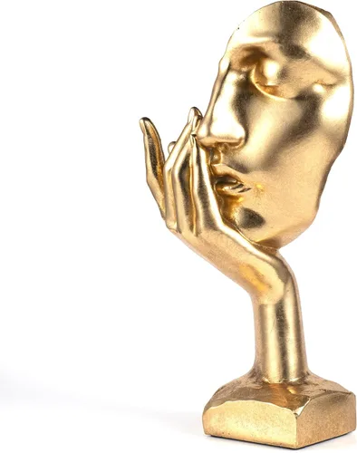 Miniatura 7 de Estatua del Pensador - Silencio es Oro - Figura de Arte Abstracto Decorativa - 30.5 cm de Alto No Oir No Ver No Hablar Esculturas de Resina Modernas