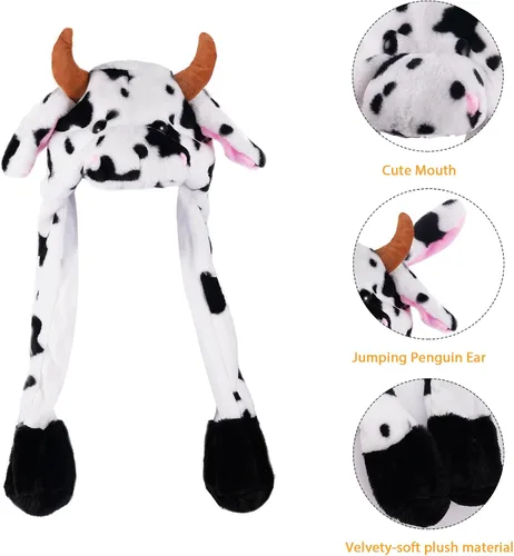 Miniatura 5 de CICITOYWO Sombrero de Animal de Peluche Divertido con Orejas en Movimiento, Gorra Saltarina Linda, Unisex, Regalo para Niños y Adultos, Fiesta
